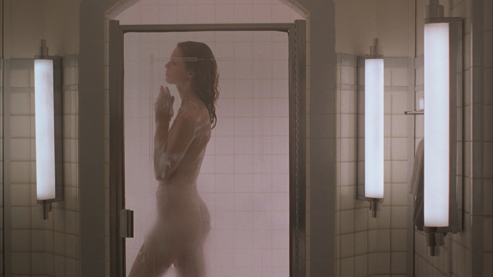 Naked shower taking woman
